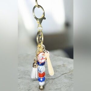 New York Yankees Beaded Keychain Purse Charm Handmade MLB